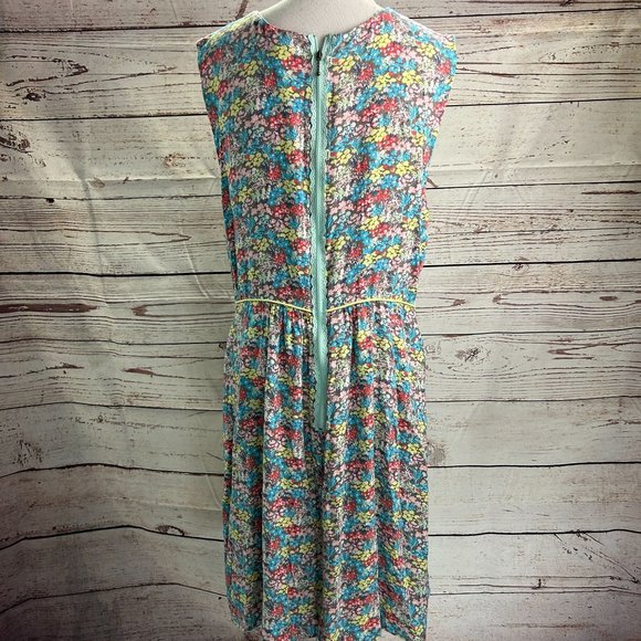 Matilda Jane Hello Lovely Rainbow Floral Flare Dress 14 Round Neck Lace Zipper - Picture 5 of 9